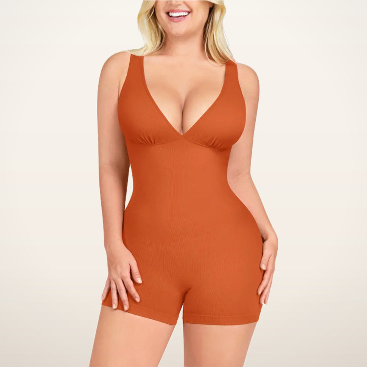Selene Deep-V Sculpting Romper | Velvetella