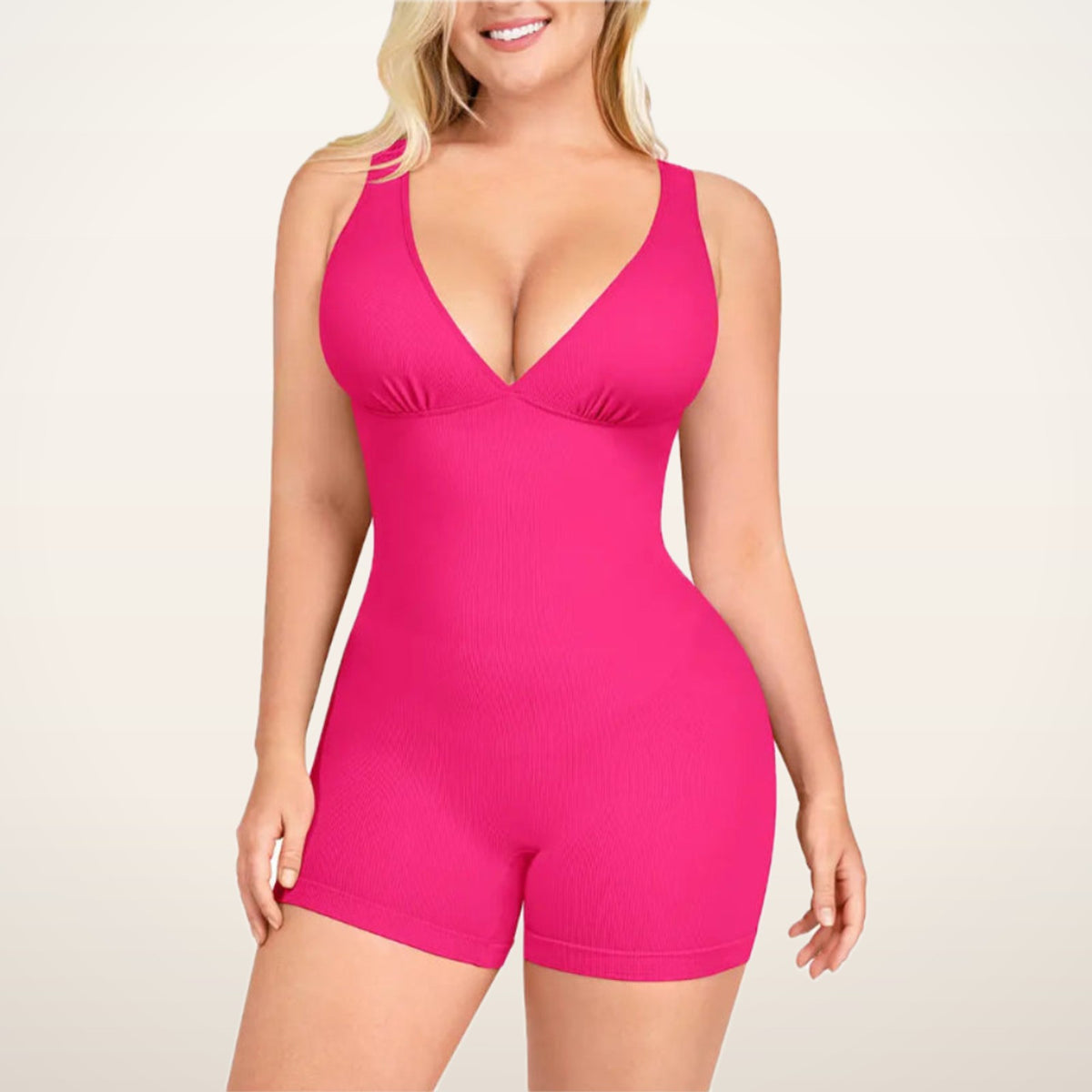 Selene Deep-V Sculpting Romper | Velvetella
