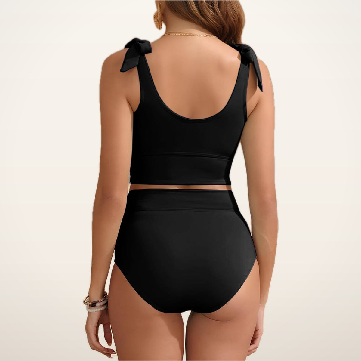 Juno Tie-Shoulder High-Waist Bikini Set | Velvetella