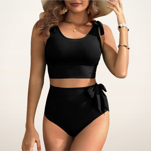 Juno Tie-Shoulder High-Waist Bikini Set | Velvetella