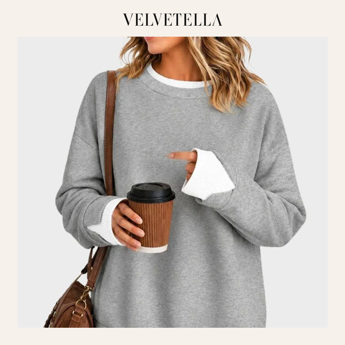 Faux-Layered Oversized Crewneck Sweatshirt | Velvetella