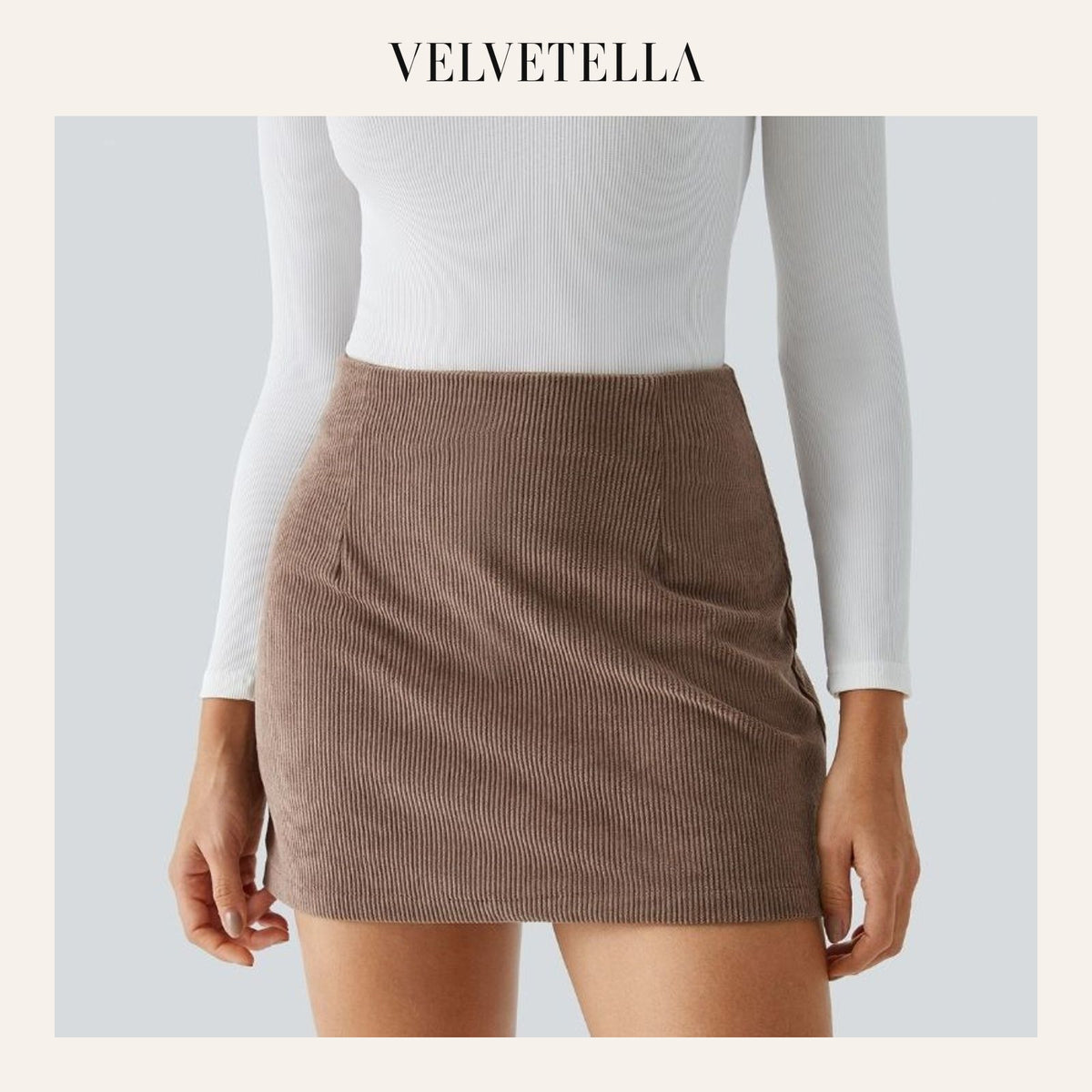 High-Waist 2-in-1 Corduroy A-Line Mini Skirt | Velvetella