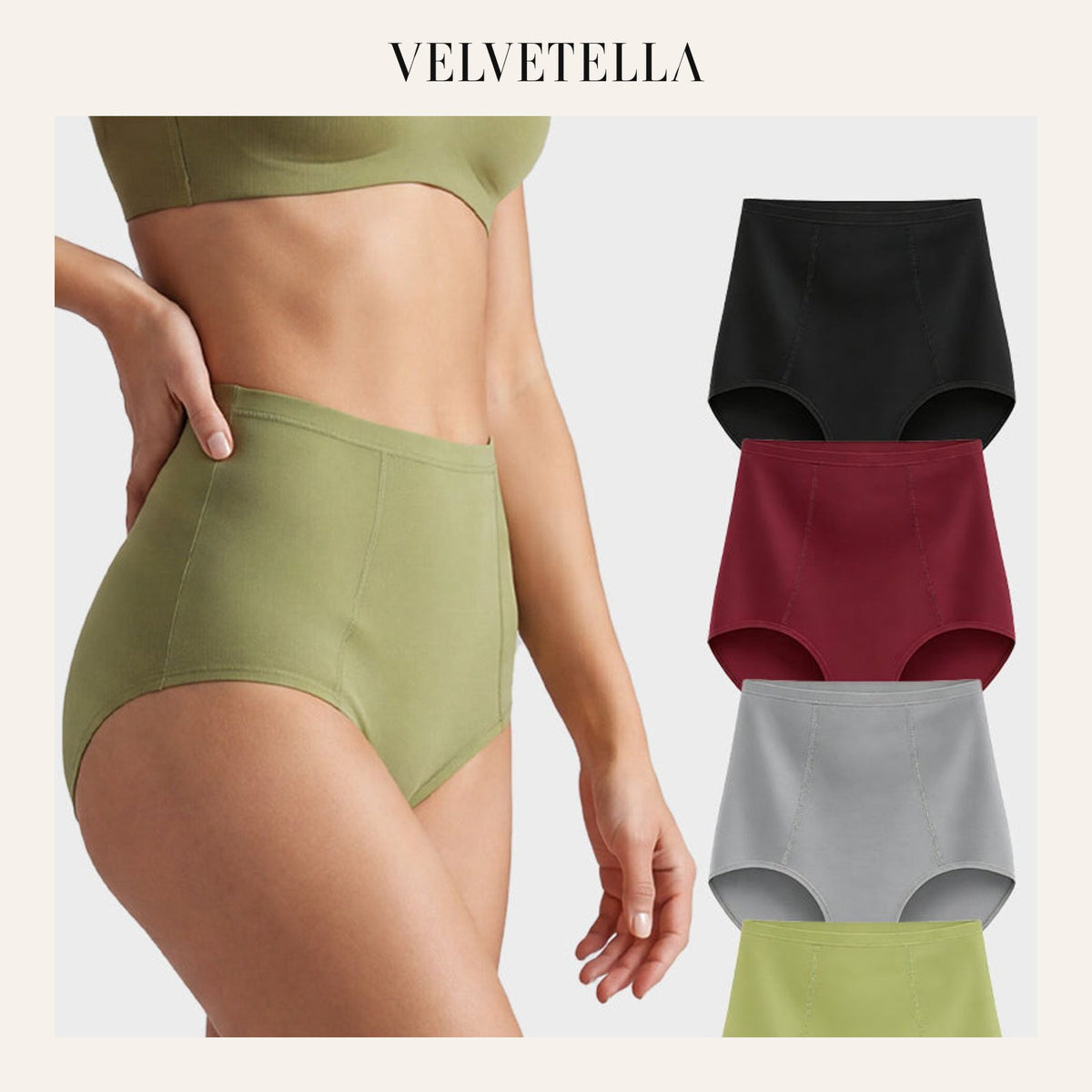 High-Waist Cotton Support Briefs for Women (4 Pack) | Velvetella