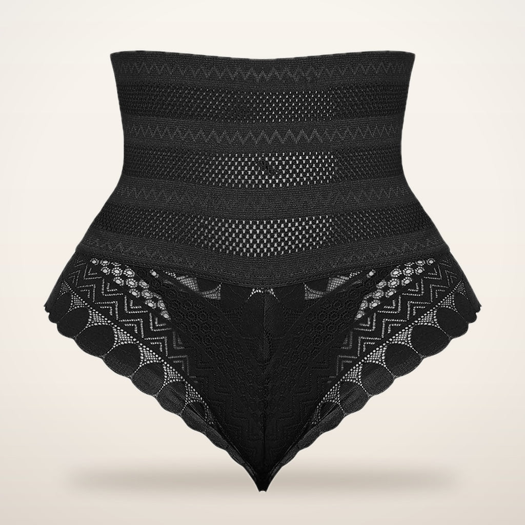 High-Waist Lace Mesh Shaping Panty | Velvetella