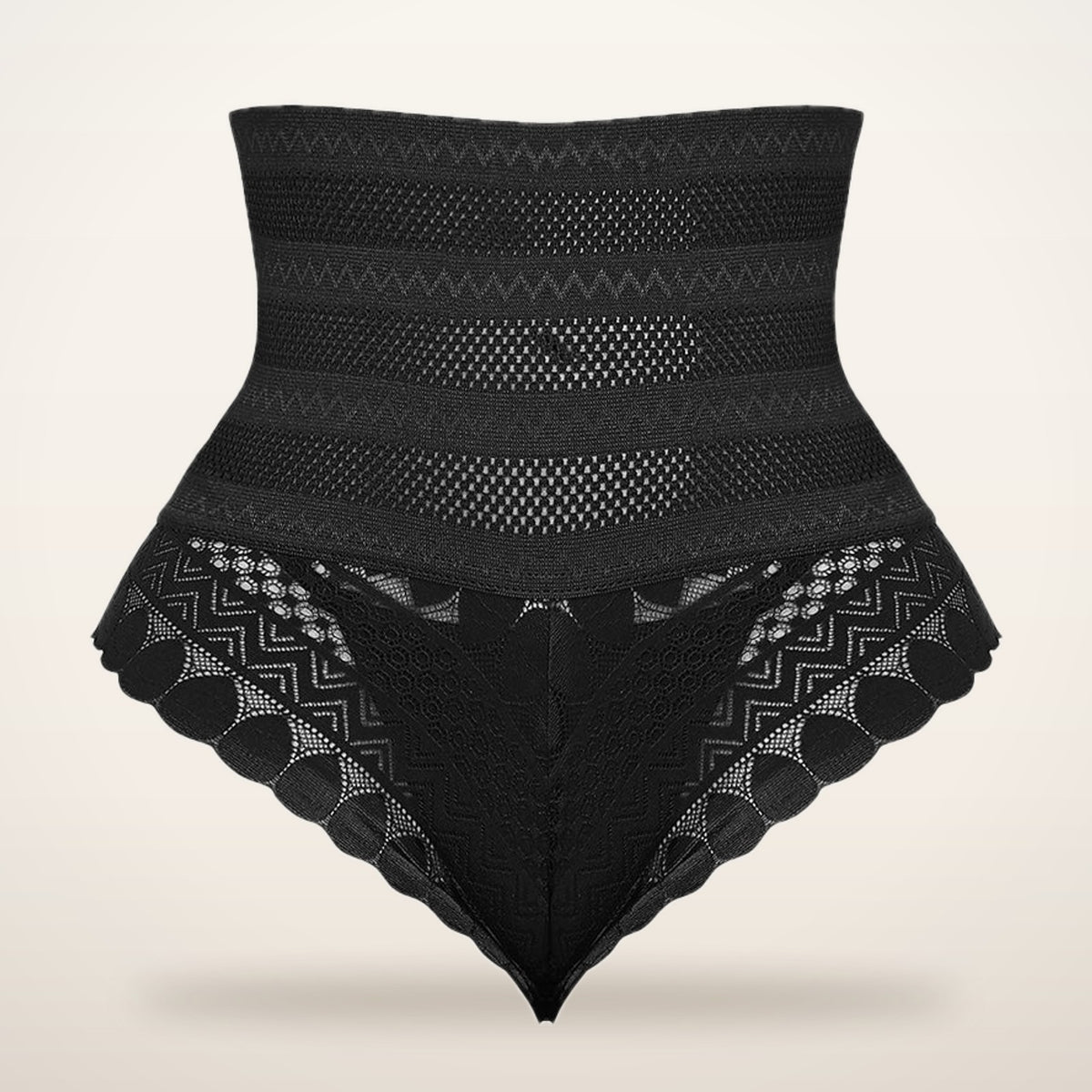 High-Waist Lace Mesh Shaping Panty | Velvetella