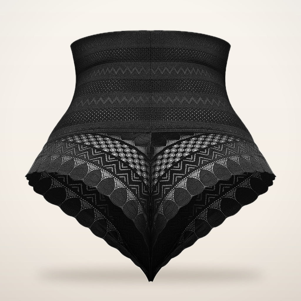 High-Waist Lace Mesh Shaping Panty | Velvetella