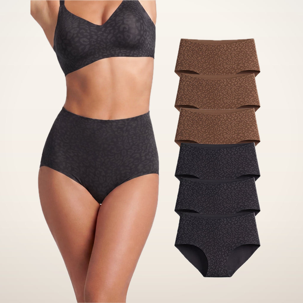 Esme Leopard Smoothing Briefs · Set of 6 | Velvetella