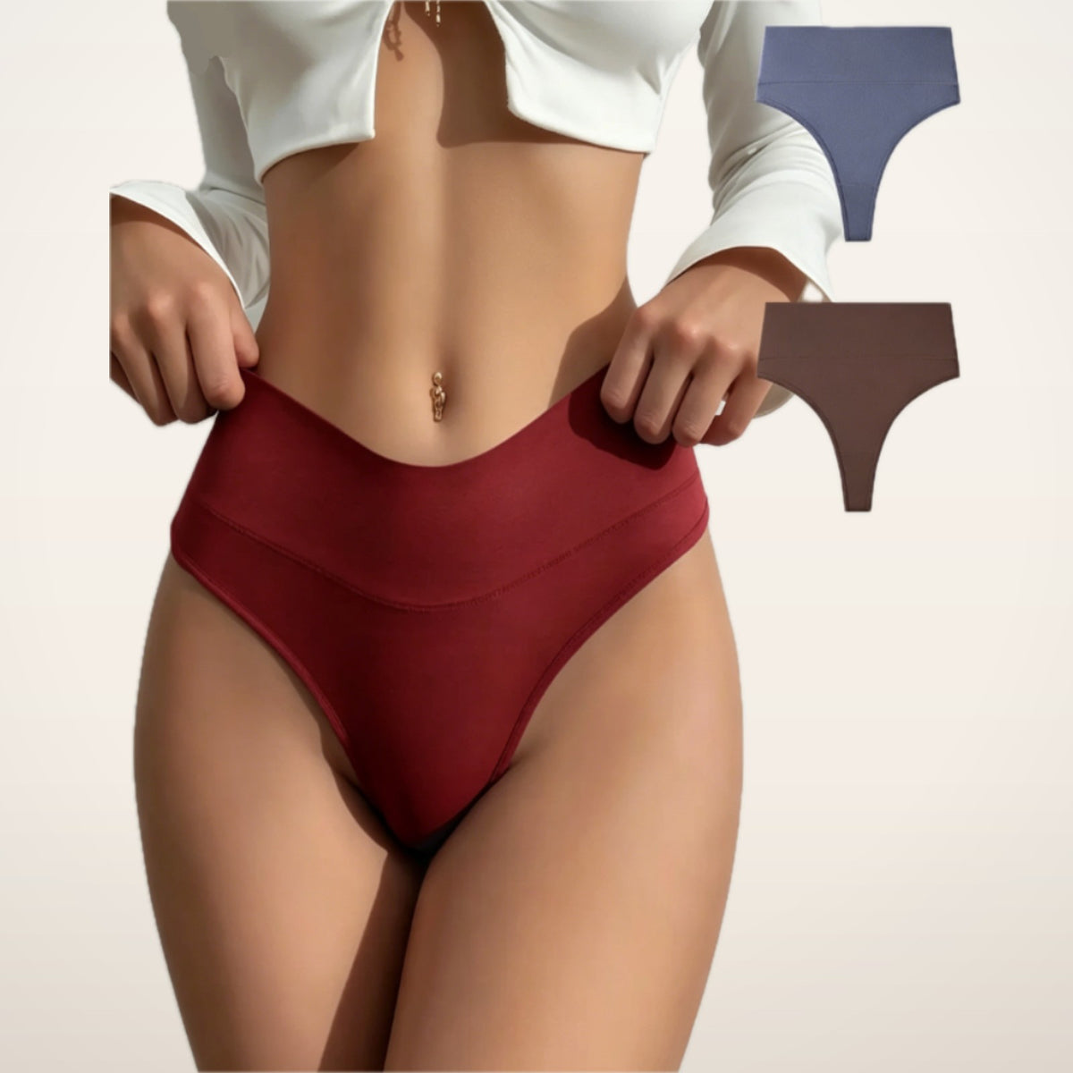 Esme High-Waist Seamless No-Show Thong | Velvetella