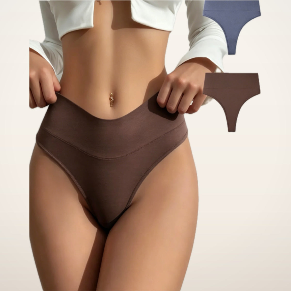 Esme High-Waist Seamless No-Show Thong | Velvetella