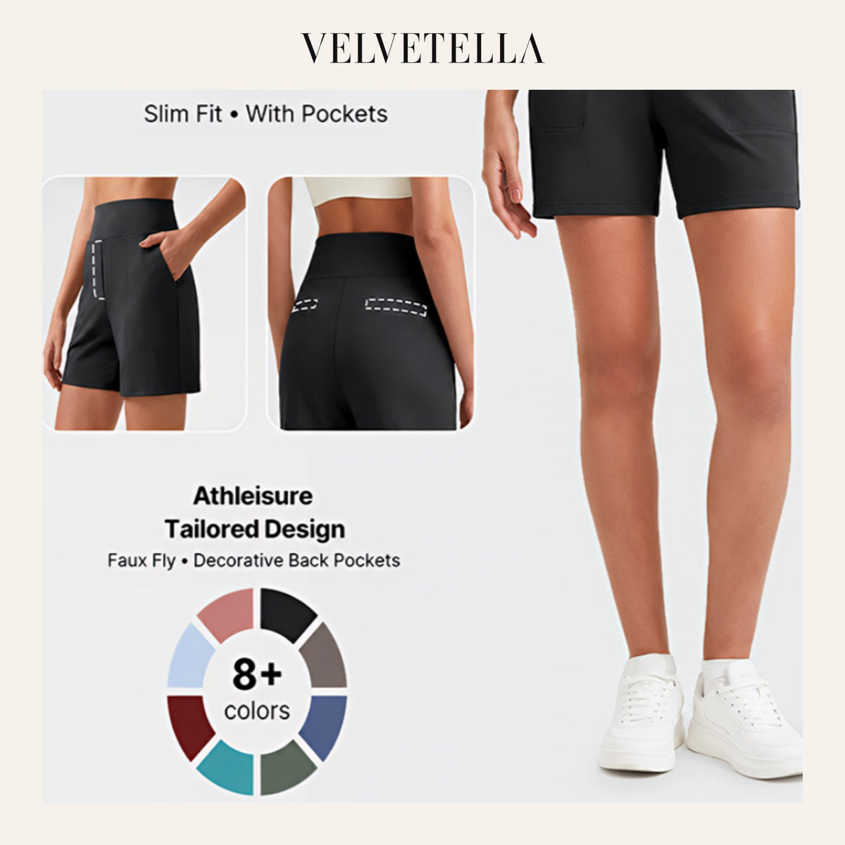 High-Waisted Athletic Bermuda Shorts With Pockets | Velvetella