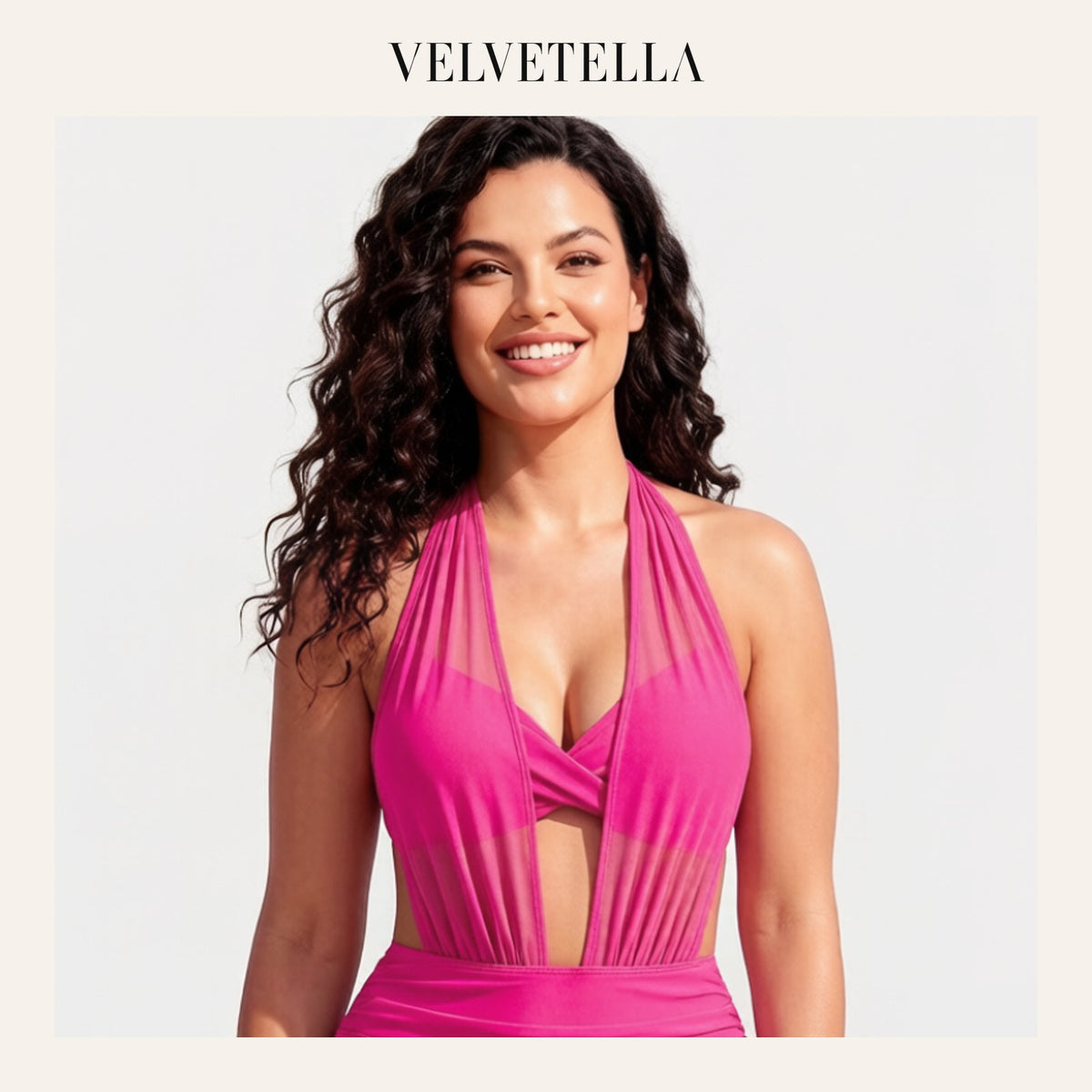 High-Waisted Mesh Bikini Set with Tummy Control Fit | Velvetella