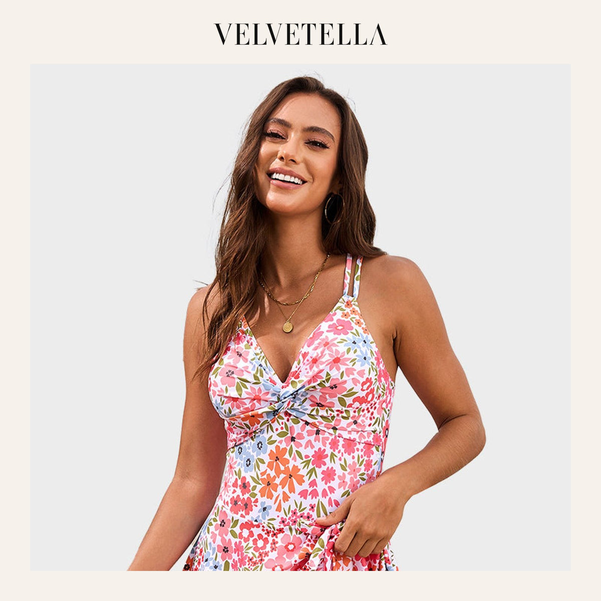 Knot Hem Ruched One-Piece Swim Dress | Velvetella