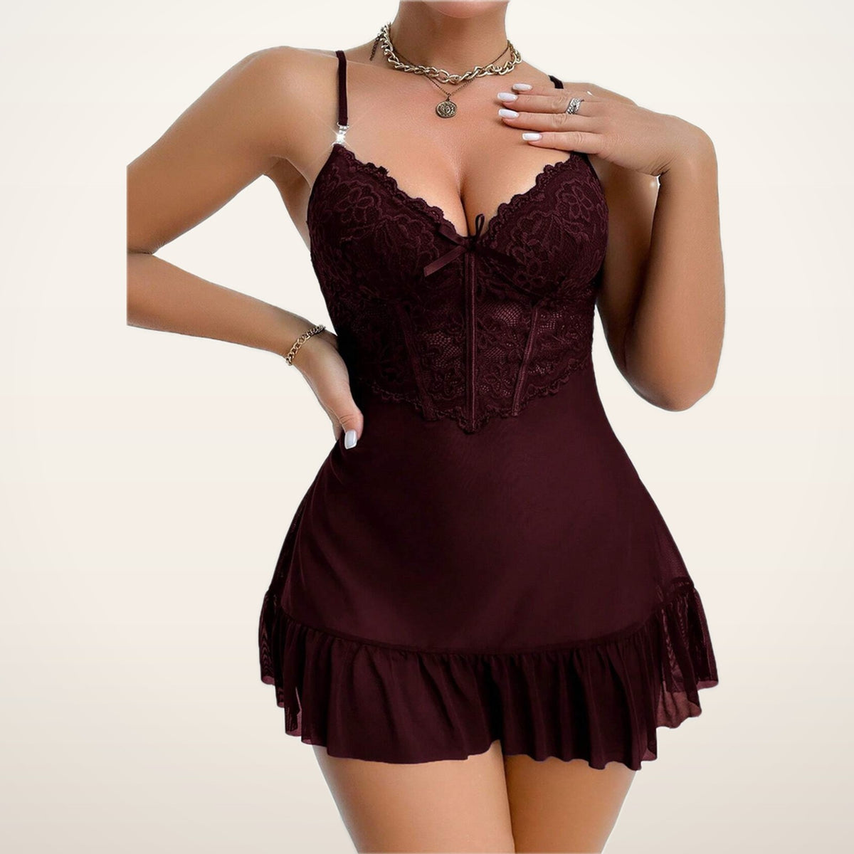 Amelie Lace Nightgown & Sheer Robe Set | Velvetella