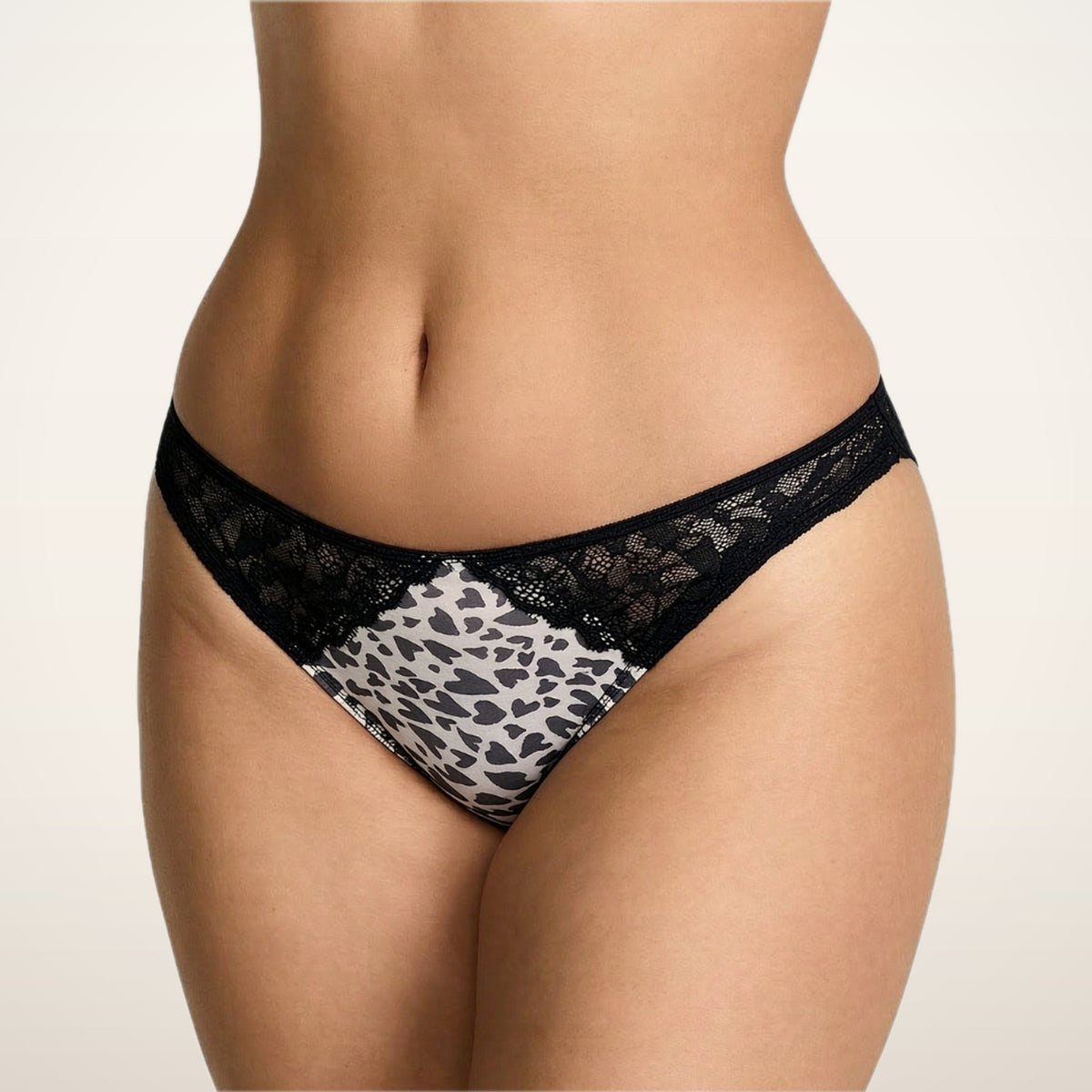 Leopard Heart Lace Sheer Mesh Briefs | Velvetella