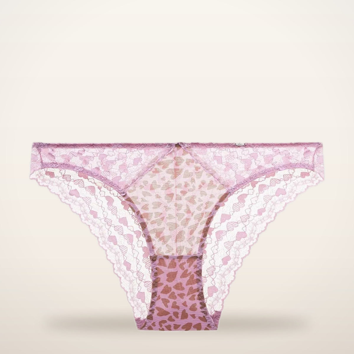 Leopard Heart Lace Sheer Mesh Briefs | Velvetella