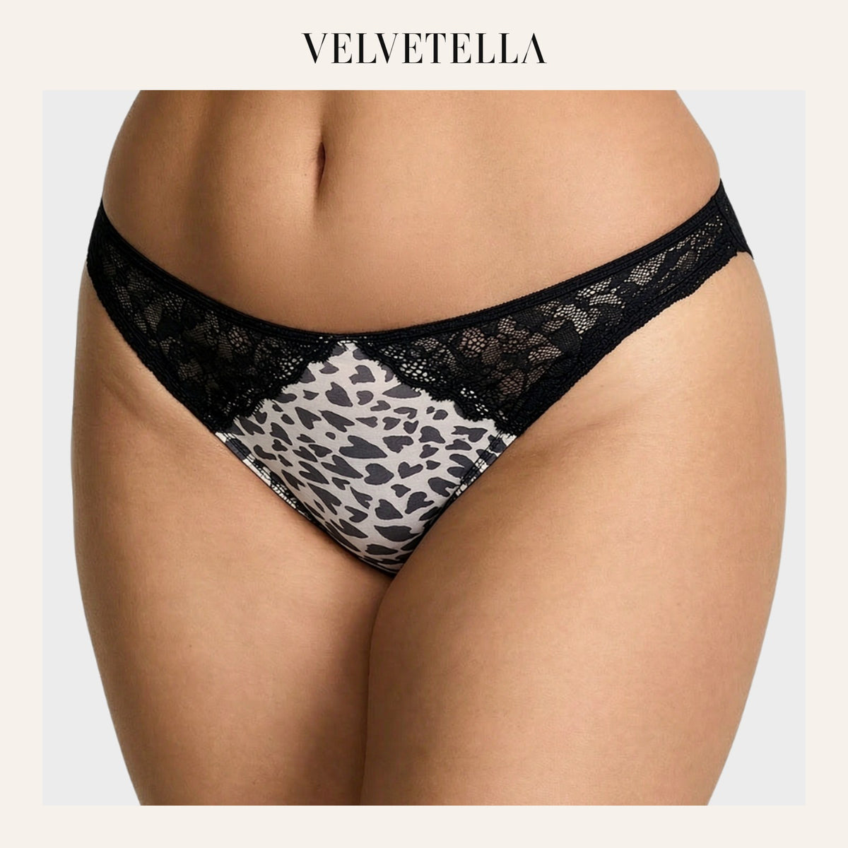 Leopard Heart Lace Sheer Mesh Briefs | Velvetella