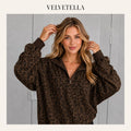 Leopard-Print Half-Zip Oversized Pullover | Velvetella