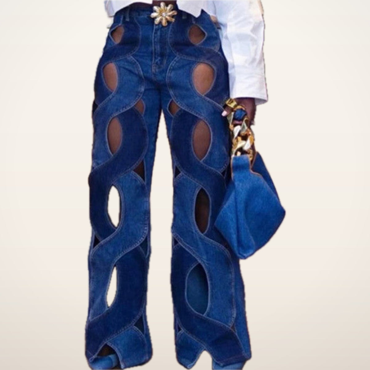 Lexi Criss-Cross Cutout Flare Jeans | Velvetella