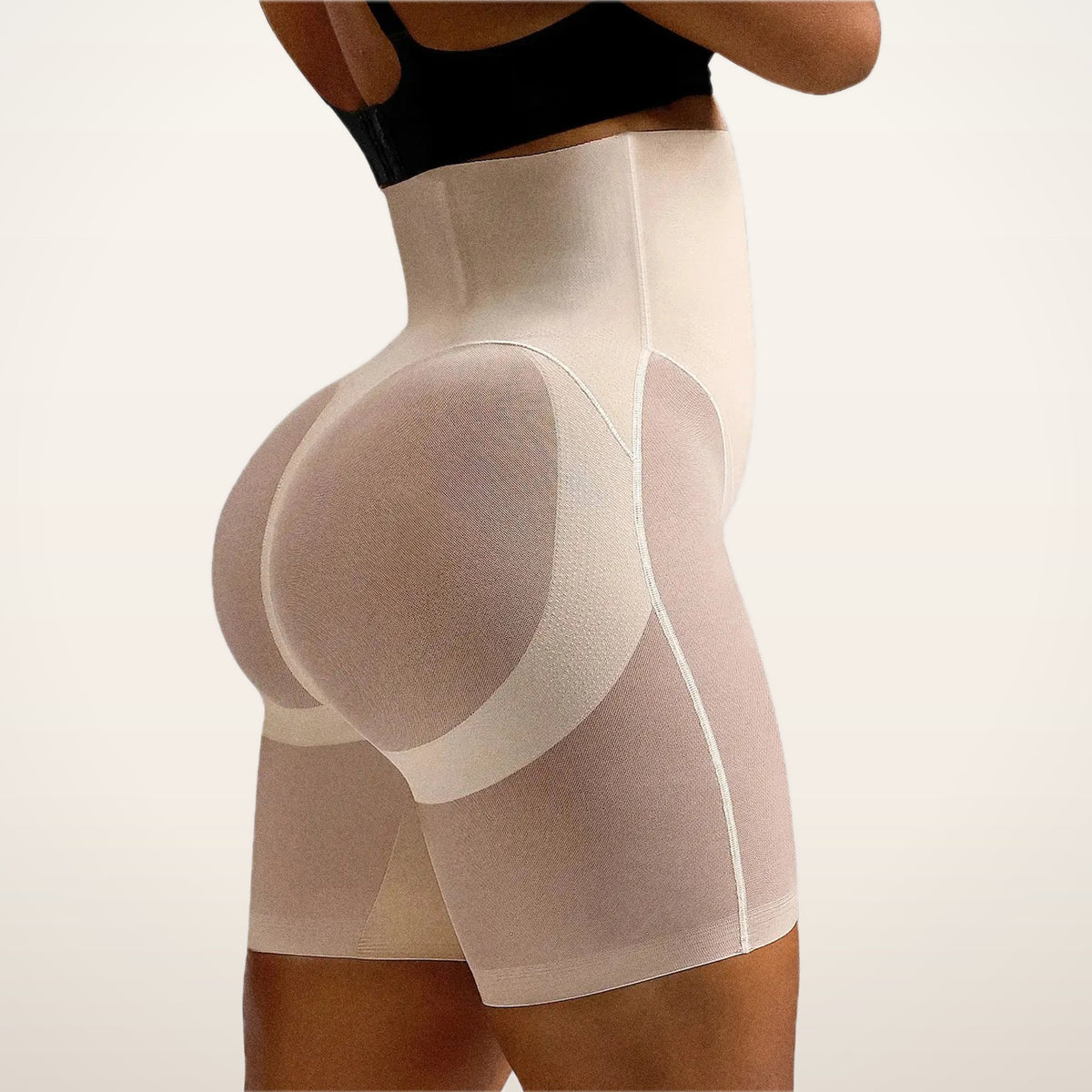 Mesh Smooth High-Waisted Mid Thigh Shorts | Velvetella
