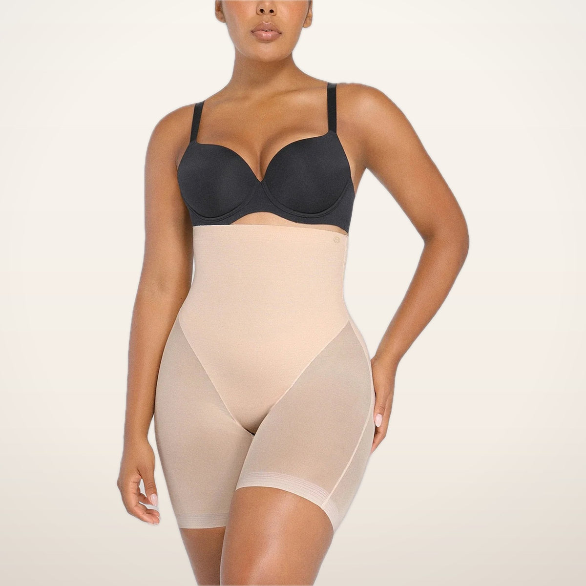 Mesh Smooth High-Waisted Mid Thigh Shorts | Velvetella