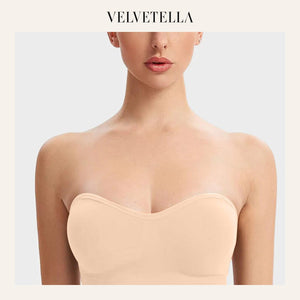 Wireless Strapless Bandeau Bra with Anti‑Slip Silicone Support | Velvetella