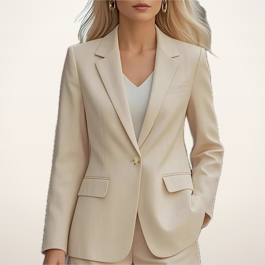 Noor Collarless Button Blazer | Velvetella