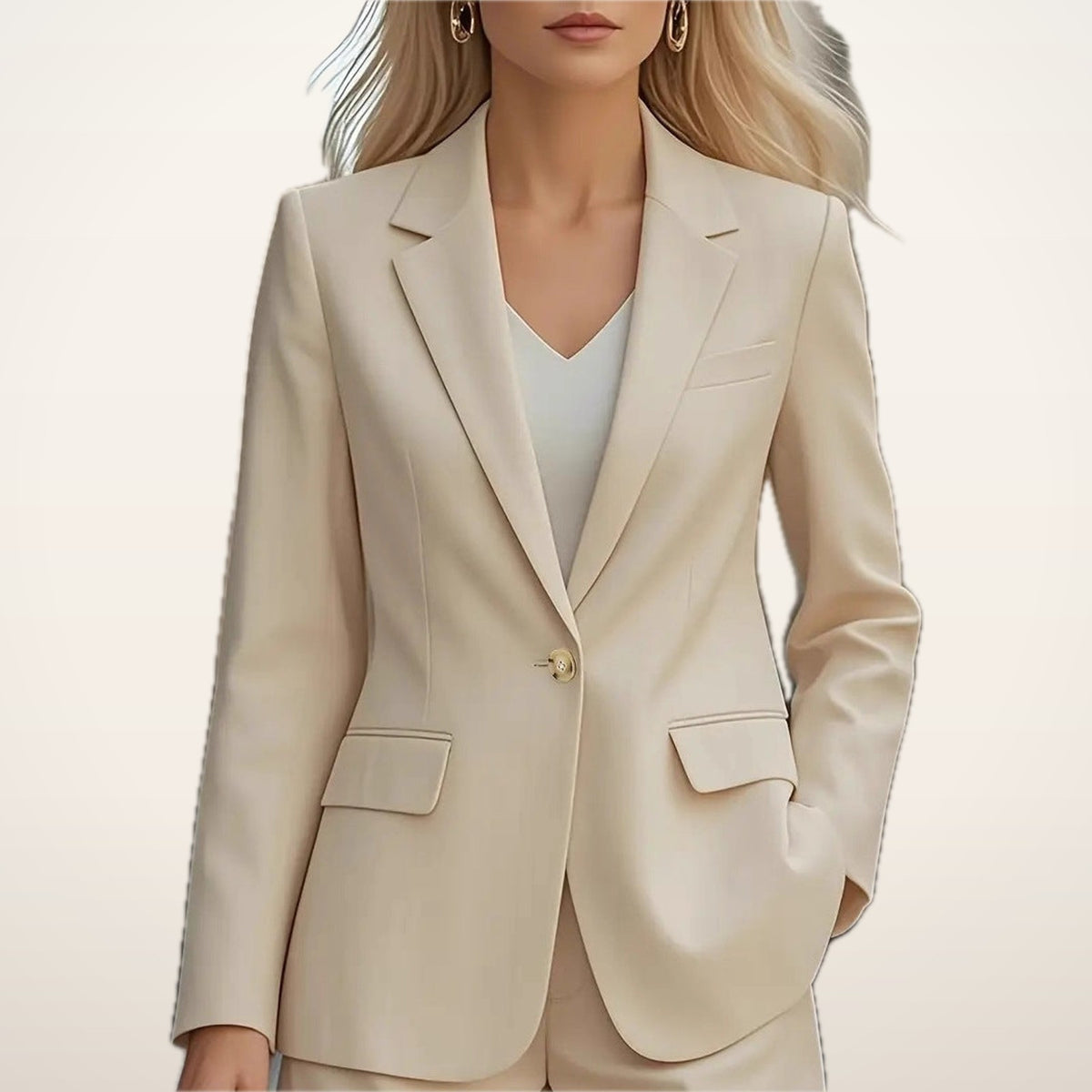 Noor Collarless Button Blazer | Velvetella