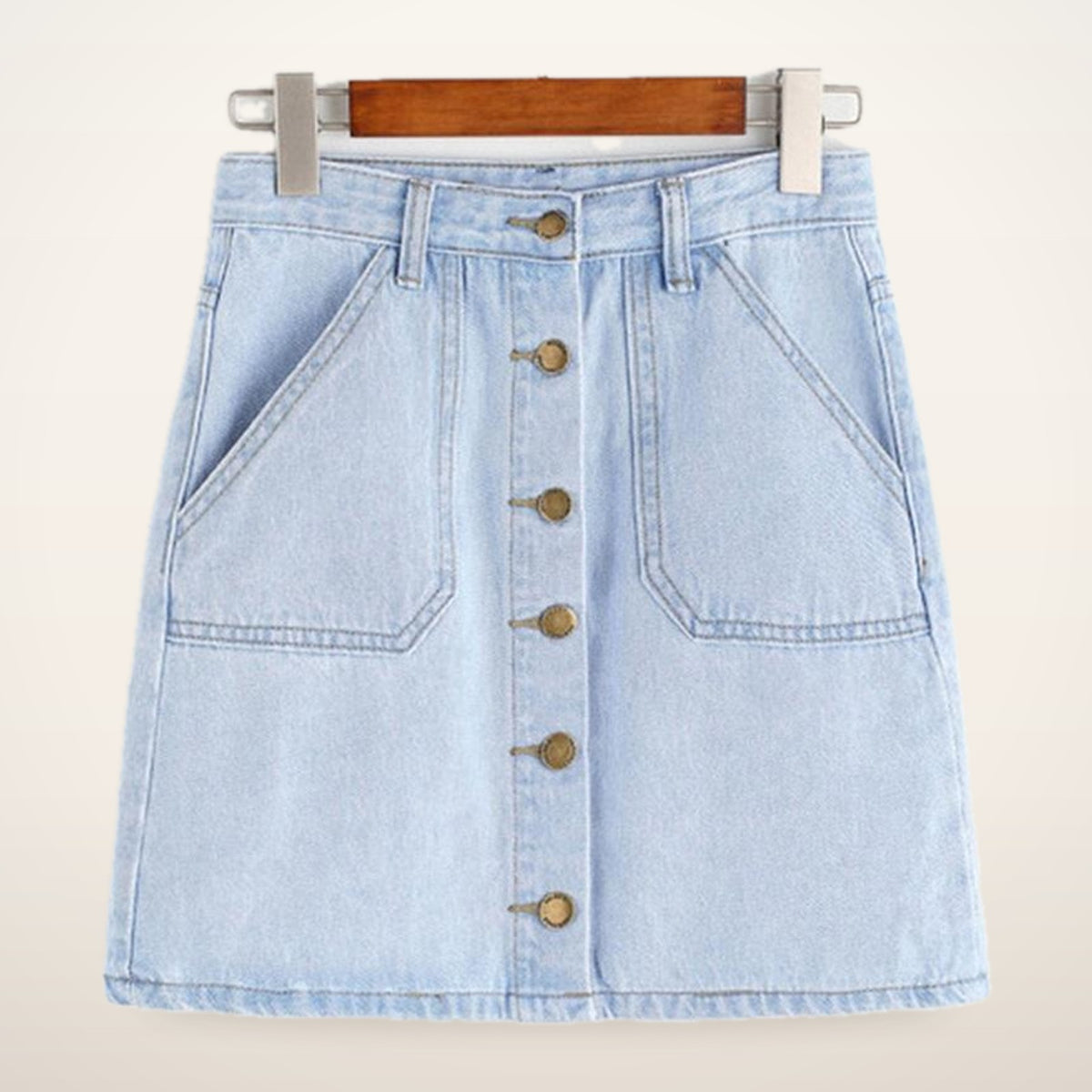 Nova Button-Front Denim Mini Skirt | Velvetella