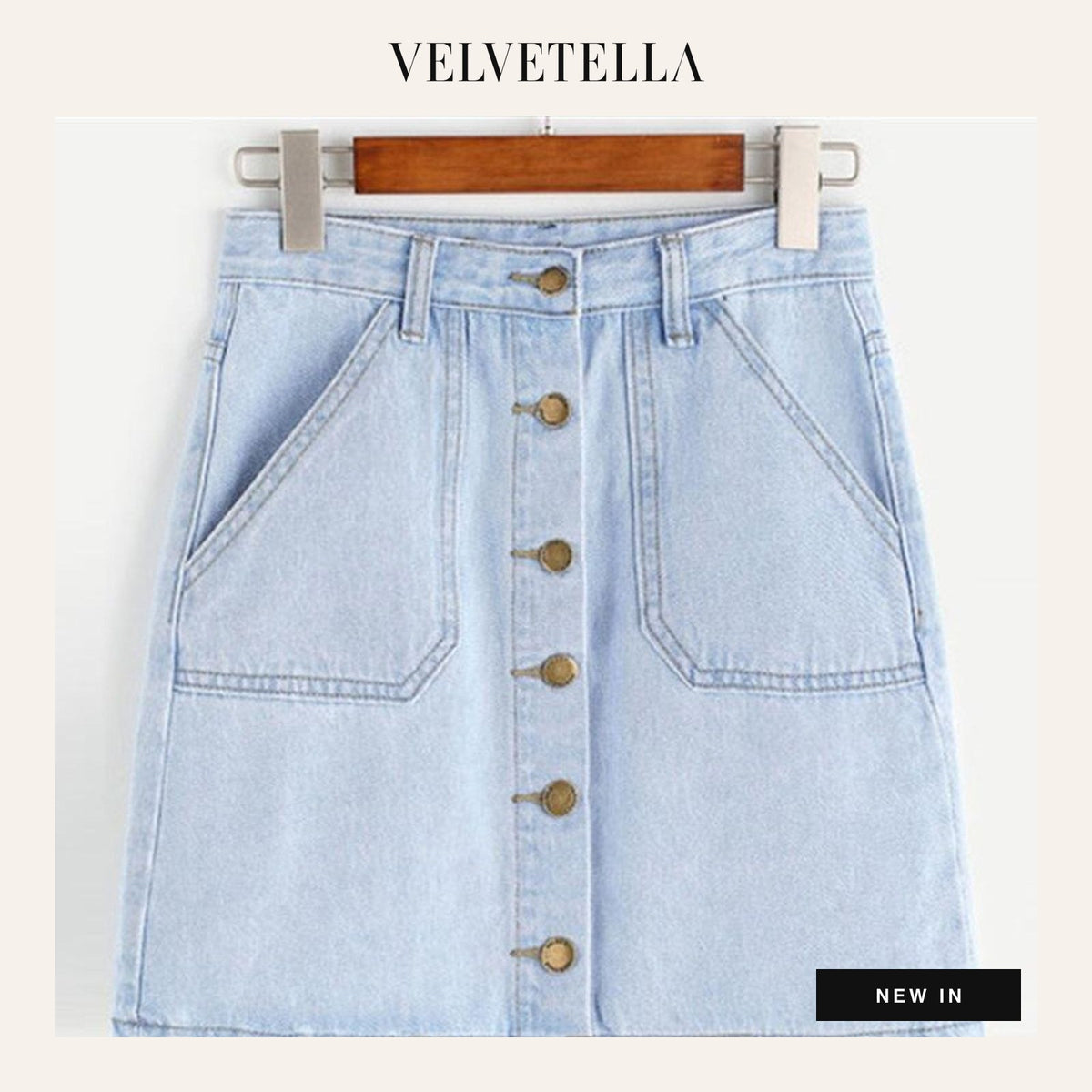 Nova Button-Front Denim Mini Skirt | Velvetella