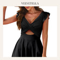 One Piece Swimsuit Ruffle Cutout Swimdress Tummy Control V Neck | Velvetella
