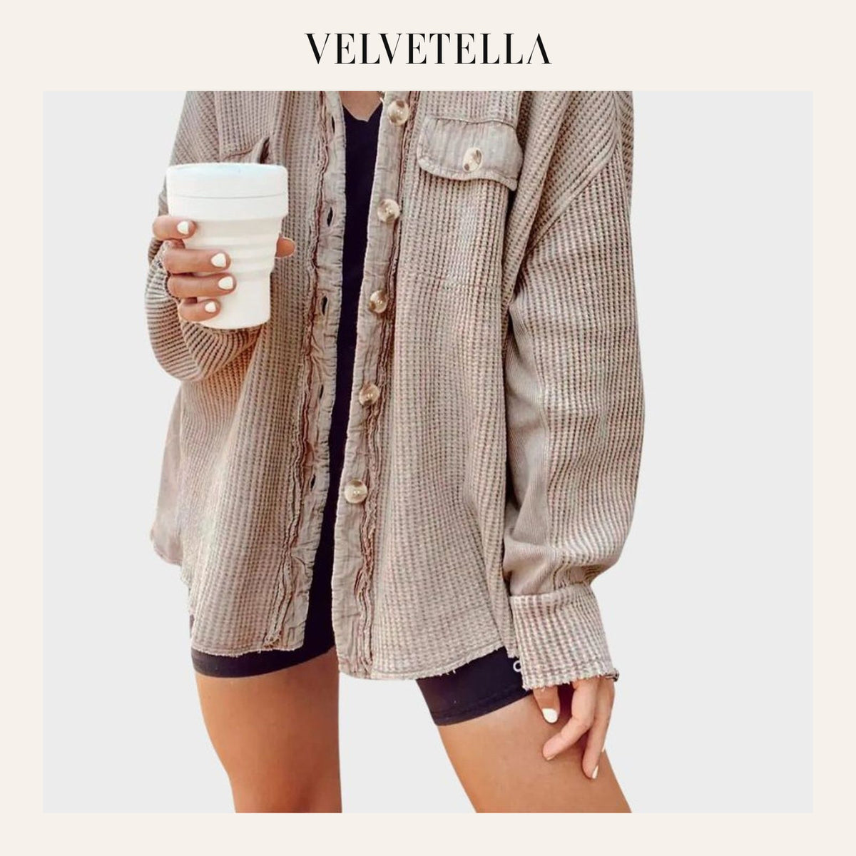 Vivi Batwing Waffle-Knit Shacket | Velvetella