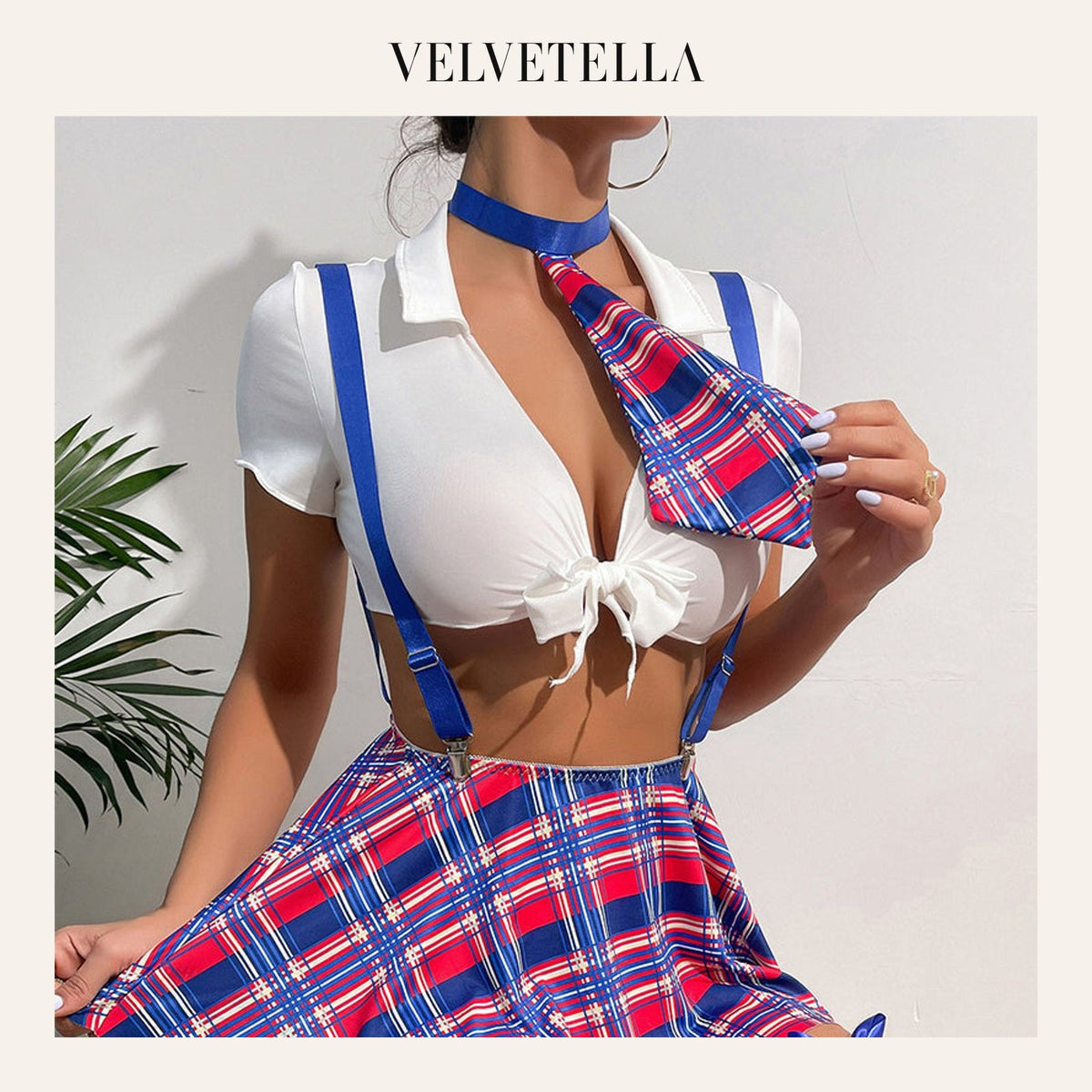 Sexy Plaid Suspender Skirt with Matching Panties | Velvetella