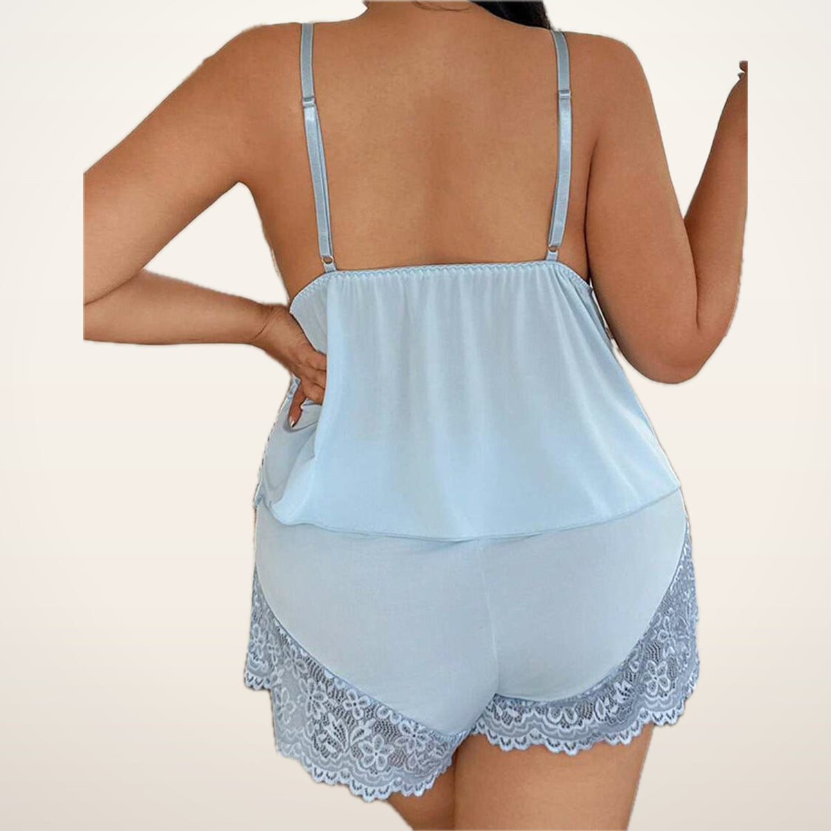 Margot Curve Satin & Lace Cami Pajama Set | Velvetella