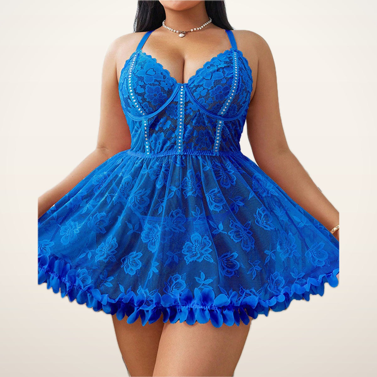 Belle Curve Sheer Lace Babydoll & Panty | Velvetella