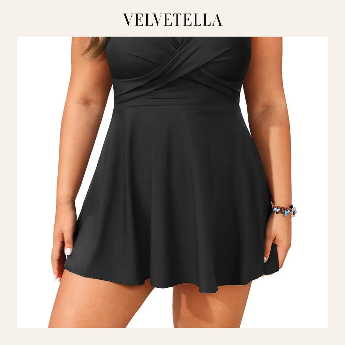 Plus Size Swim Dress - Two Piece Tankini Swimsuit Tummy Control Bathing Suit with Shorts | Velvetella