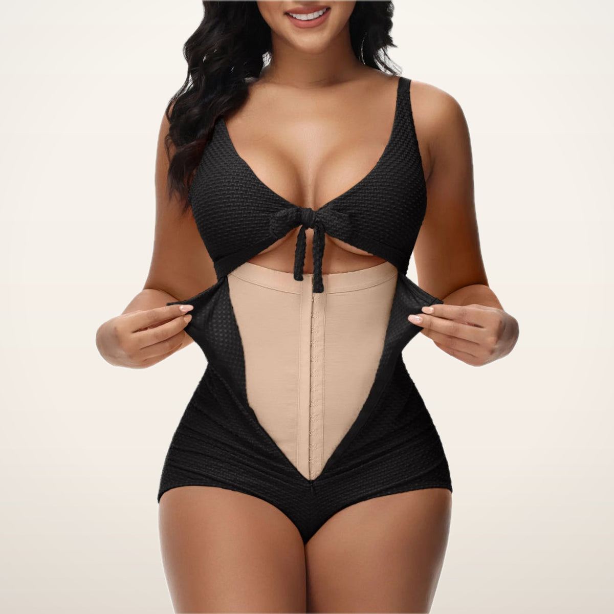 Cora Curve Tie-Knot Cutout One-Piece Swimsuit | Velvetella