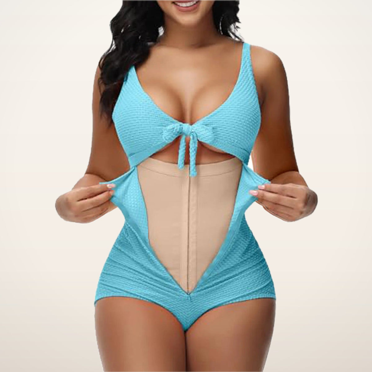 Cora Curve Tie-Knot Cutout One-Piece Swimsuit | Velvetella