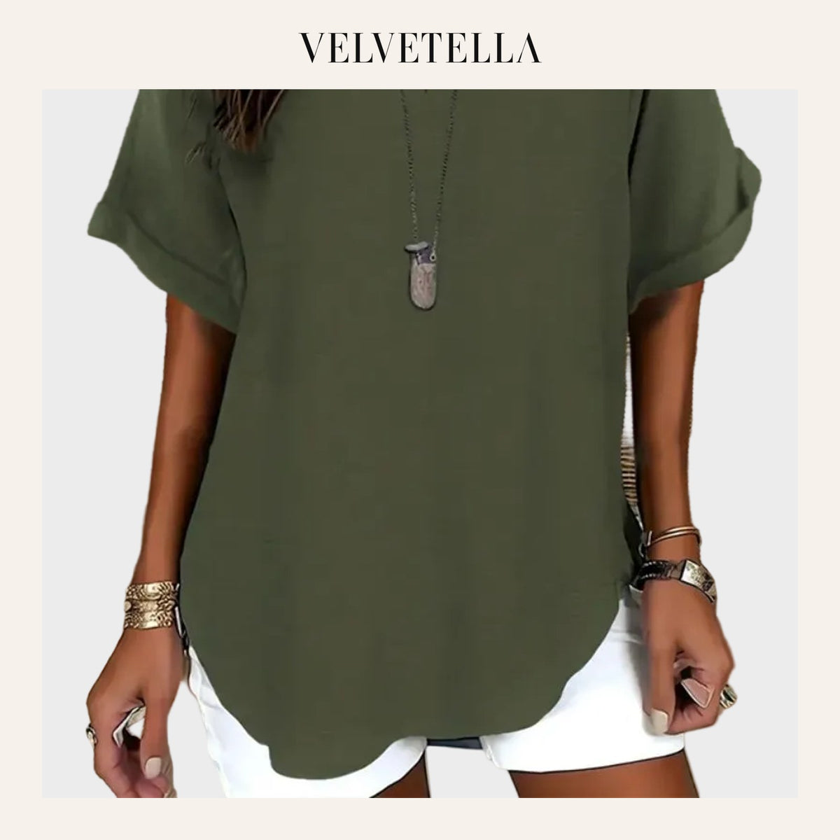 Relaxed V-Neck Short Sleeve Blouse | Velvetella