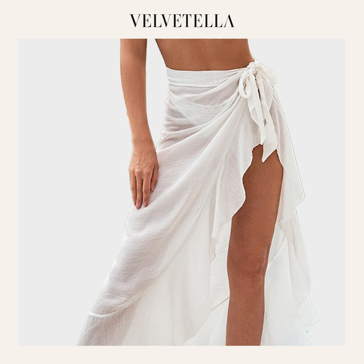 Ruffle Sarong Cover Up Self Tie Wrap Skirt | Velvetella