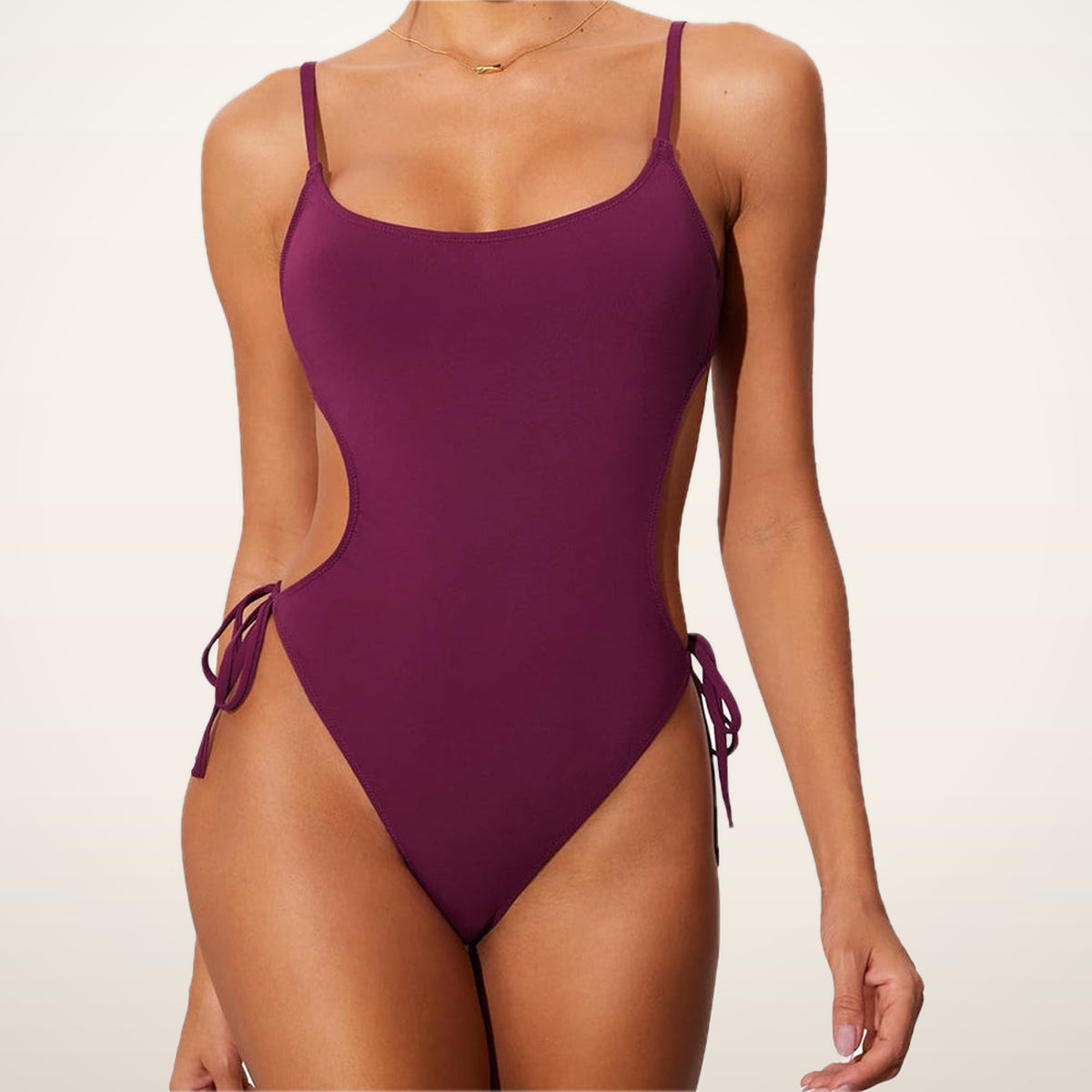 Lani Scoop-Neck Backless One-Piece Swimsuit | Velvetella