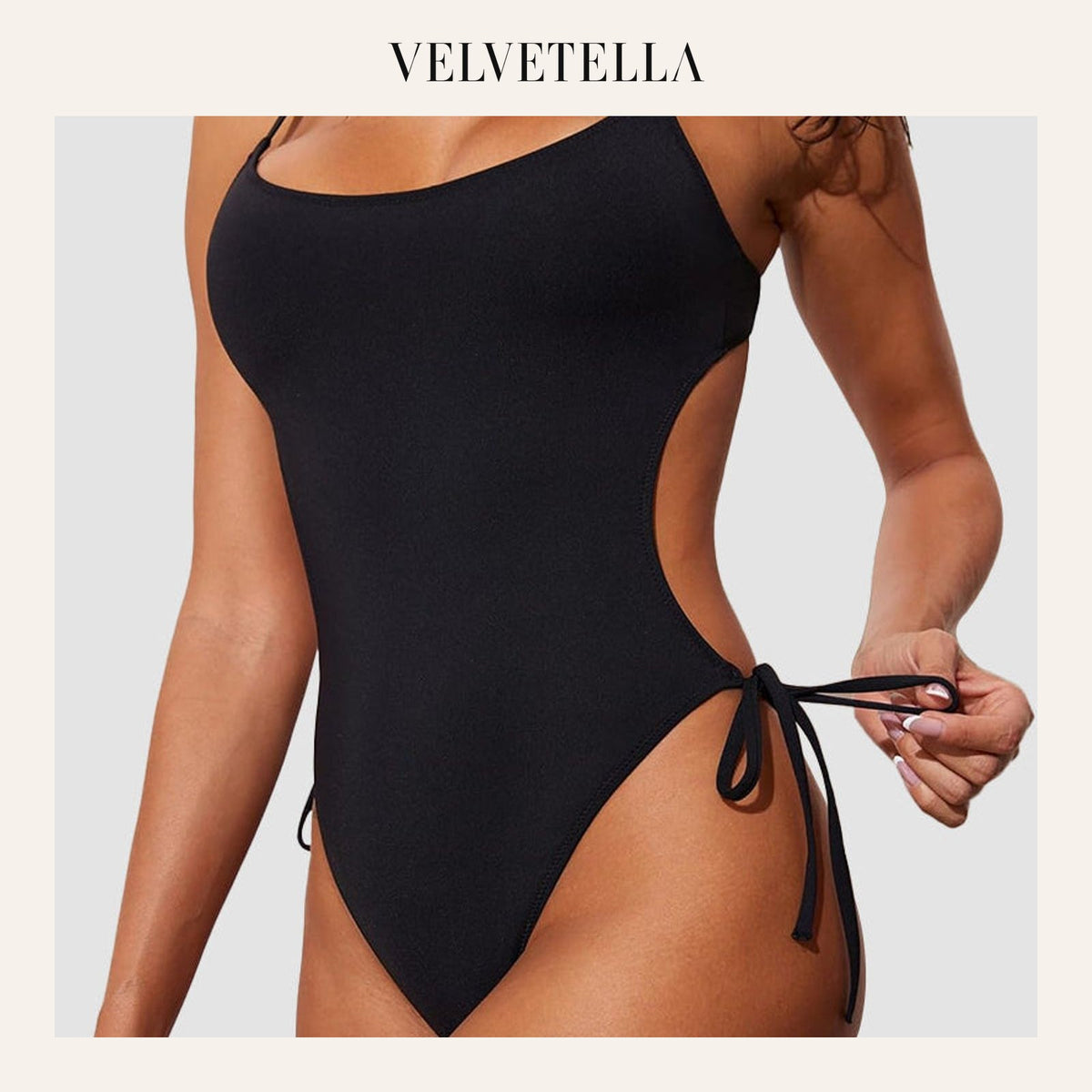 Scoop Neck Backless One Piece Swimsuit – Adjustable Straps, Fully Lined | Velvetella