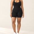 Sculpt Open-Back Bodysuit in Black – front | Velvetella
