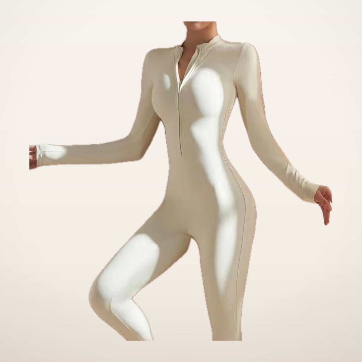 Sculpt Zip Long-Sleeve Jumpsuit | Velvetella