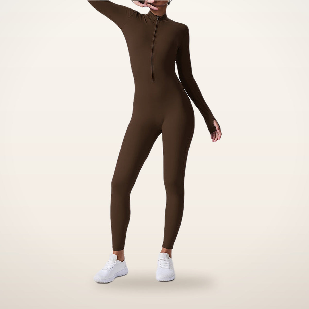 Sculpt Zip Long-Sleeve Jumpsuit | Velvetella