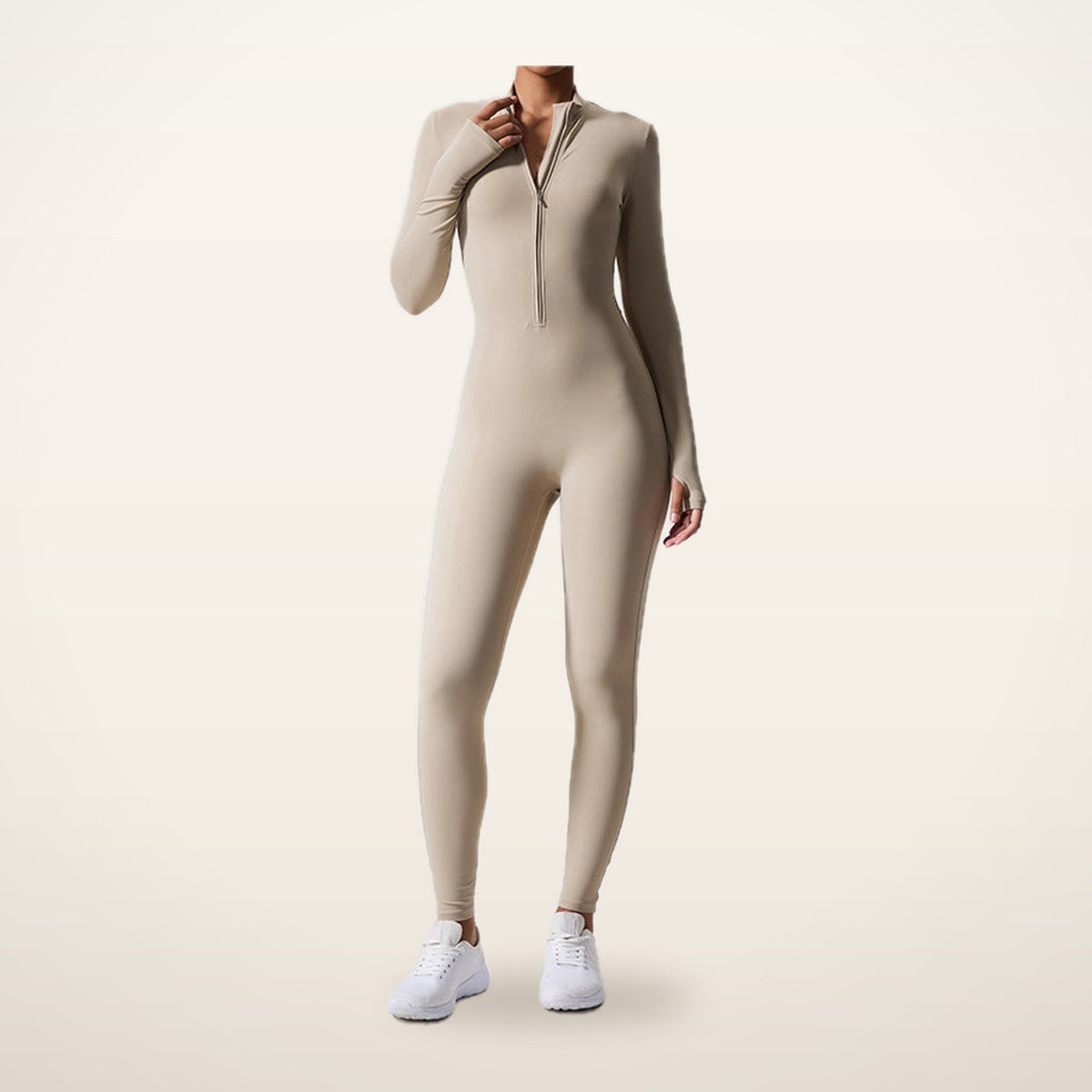 Sculpt Zip Long-Sleeve Jumpsuit | Velvetella