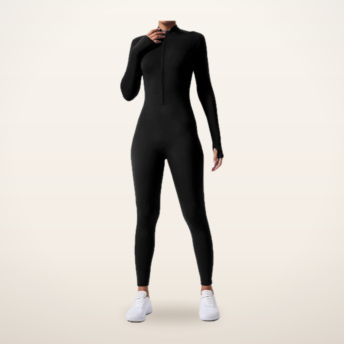 Sculpt Zip Long-Sleeve Jumpsuit | Velvetella