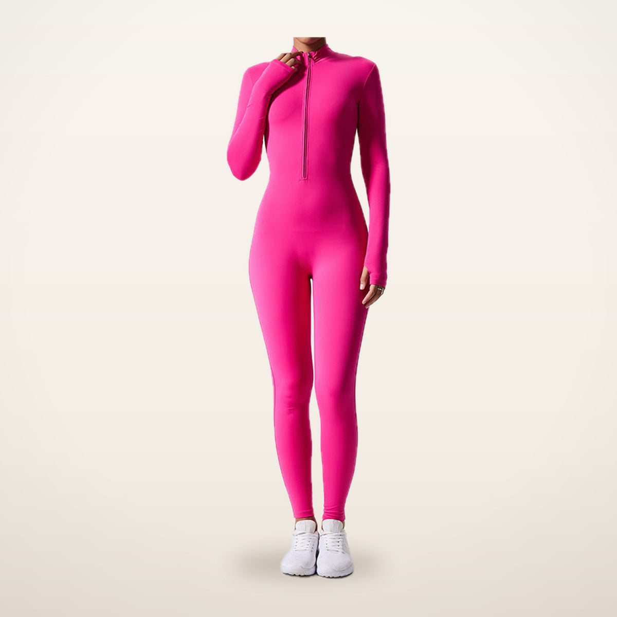 Sculpt Zip Long-Sleeve Jumpsuit | Velvetella