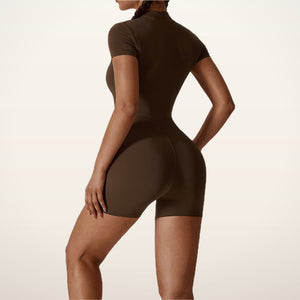 Sculpt Zip Short-Sleeve Jumpsuit | Velvetella