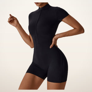 Sculpt Zip Short-Sleeve Jumpsuit | Velvetella