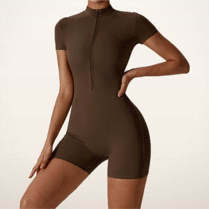 Sculpt Zip Short-Sleeve Jumpsuit | Velvetella